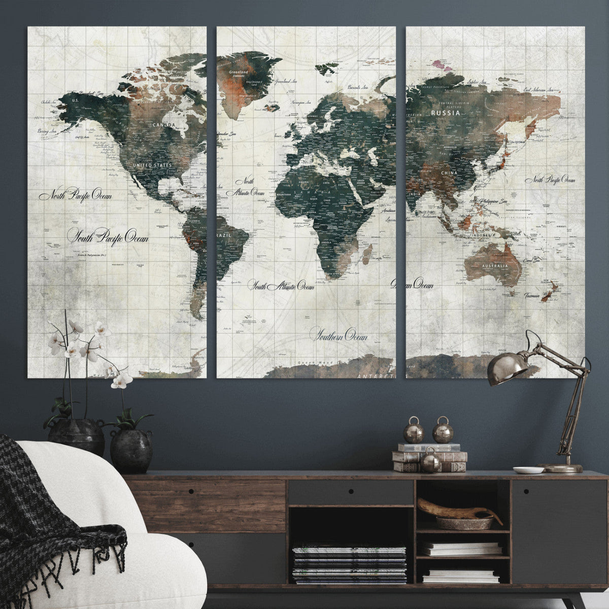 World Map Canvas Print – Framed Travel Map Wall Art for