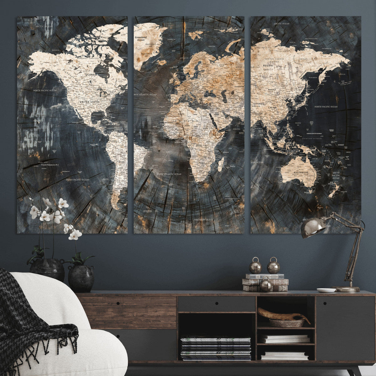 World Map Canvas Print – Detailed Map of the World Wall Art