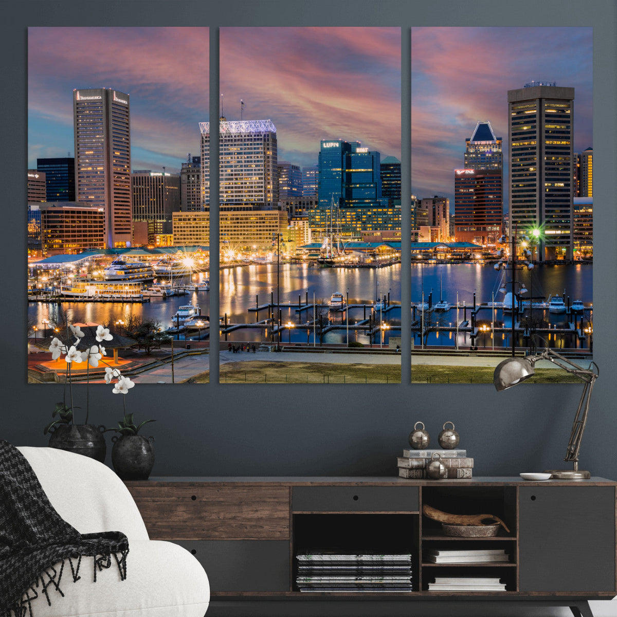 Baltimore Skyline Wall Art Canvas Print, Baltimore Downtown