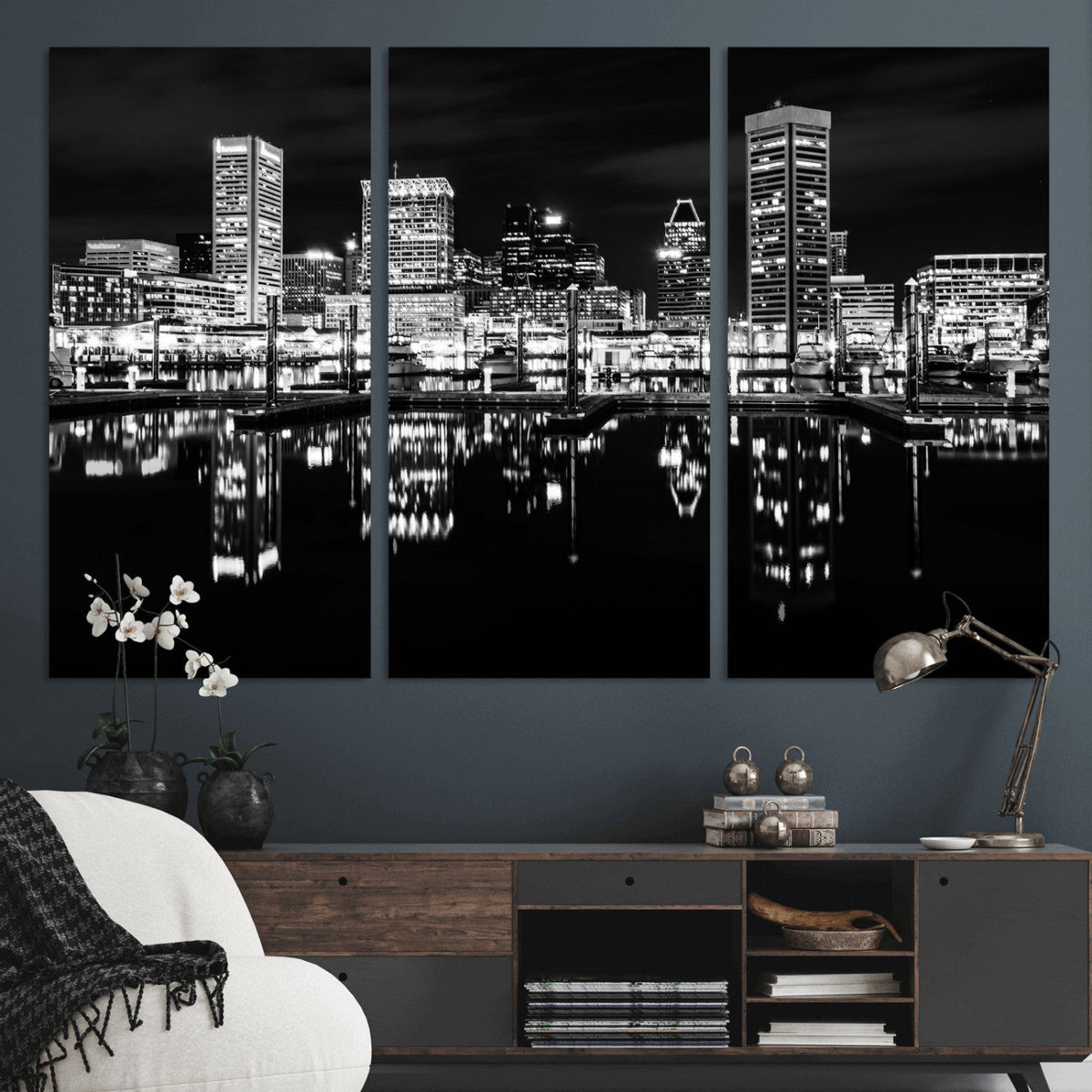 Baltimore Skyline Wall Art Canvas Print, Baltimore Downtown