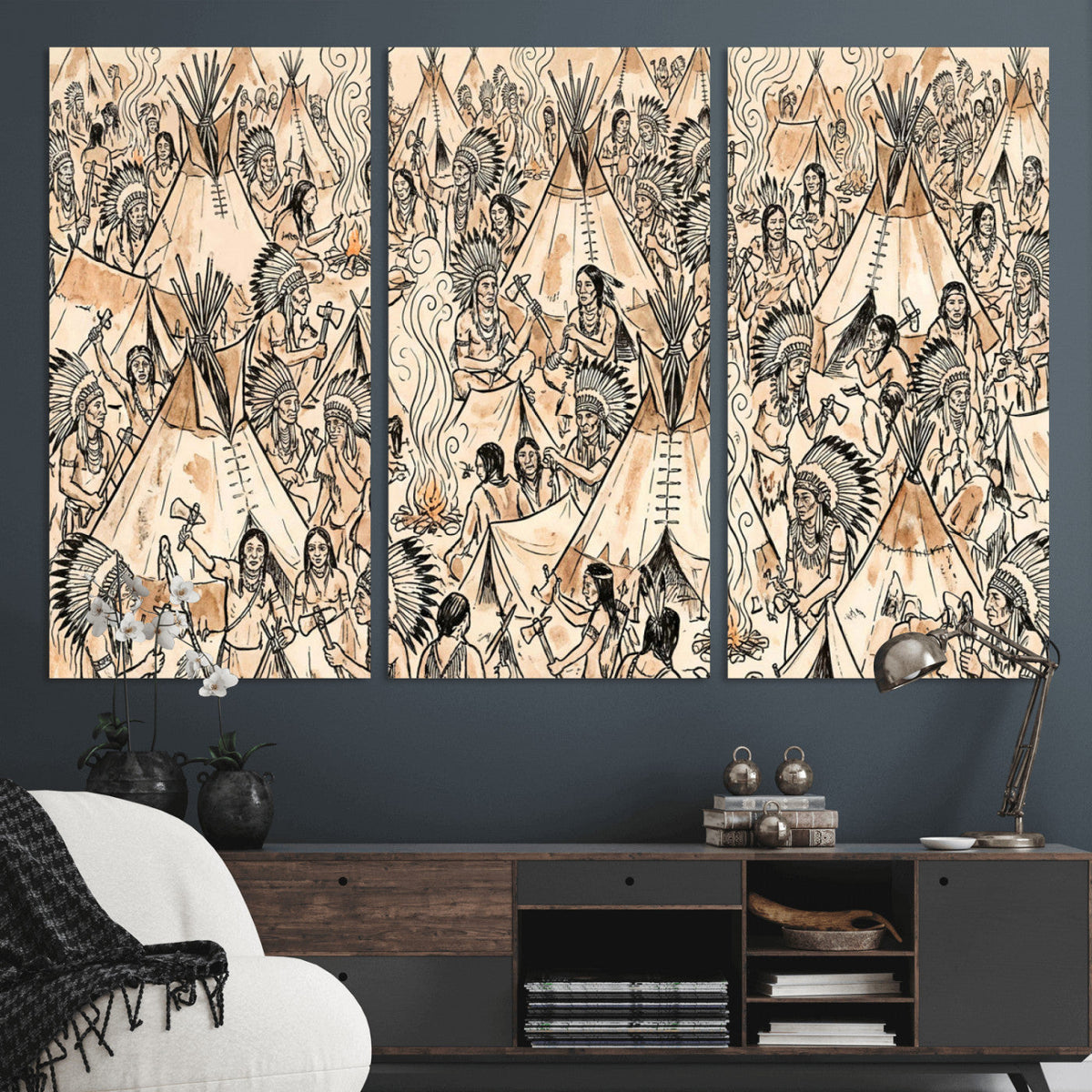 Native American Indian Wall Art Canvas Print - Abstract