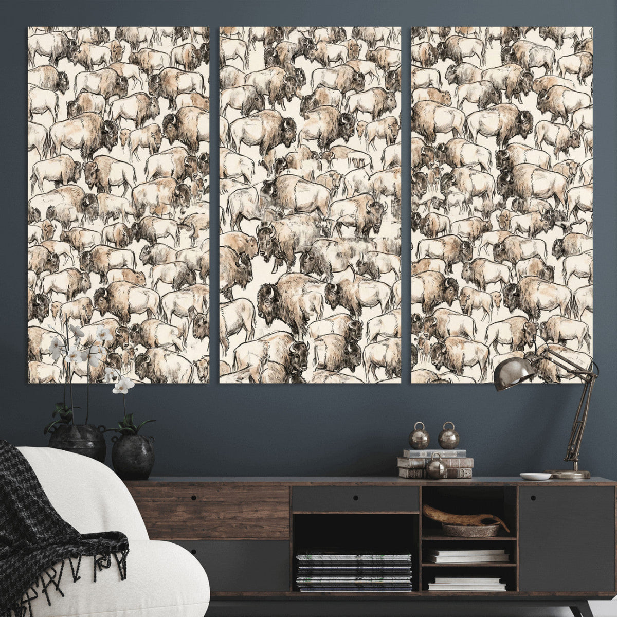 American Bison Canvas Print - Abstract Buffalo Wall Art