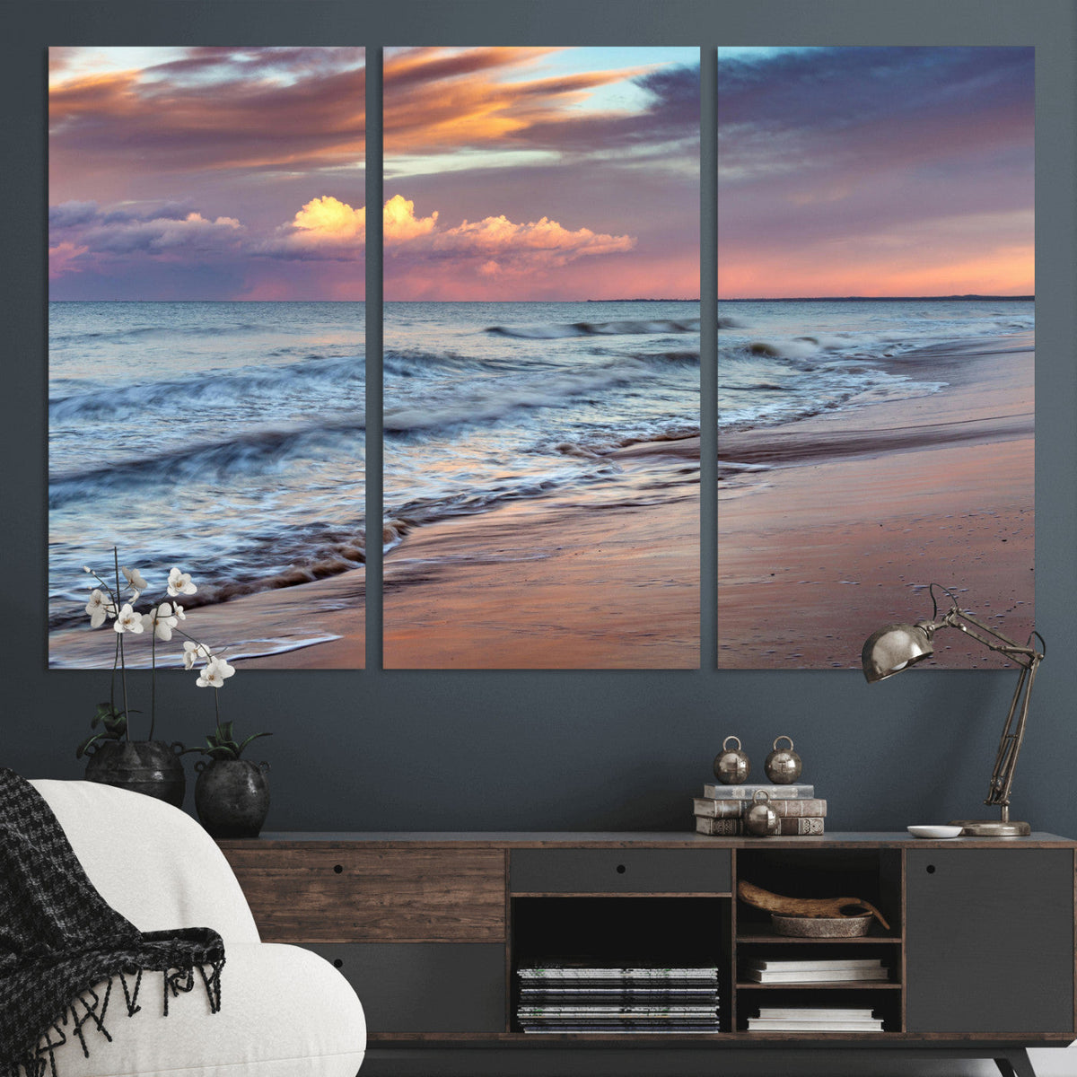 Ocean Sunset Wall Art Canvas Print – Coastal Beach