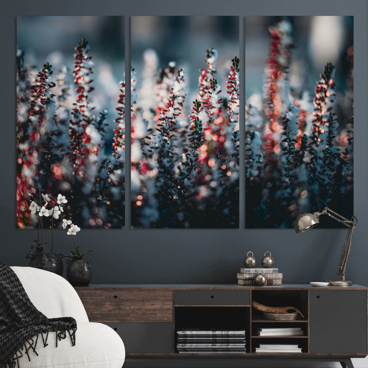 Winter Heather Wall Art Canvas Print, Frosted Floral Nature