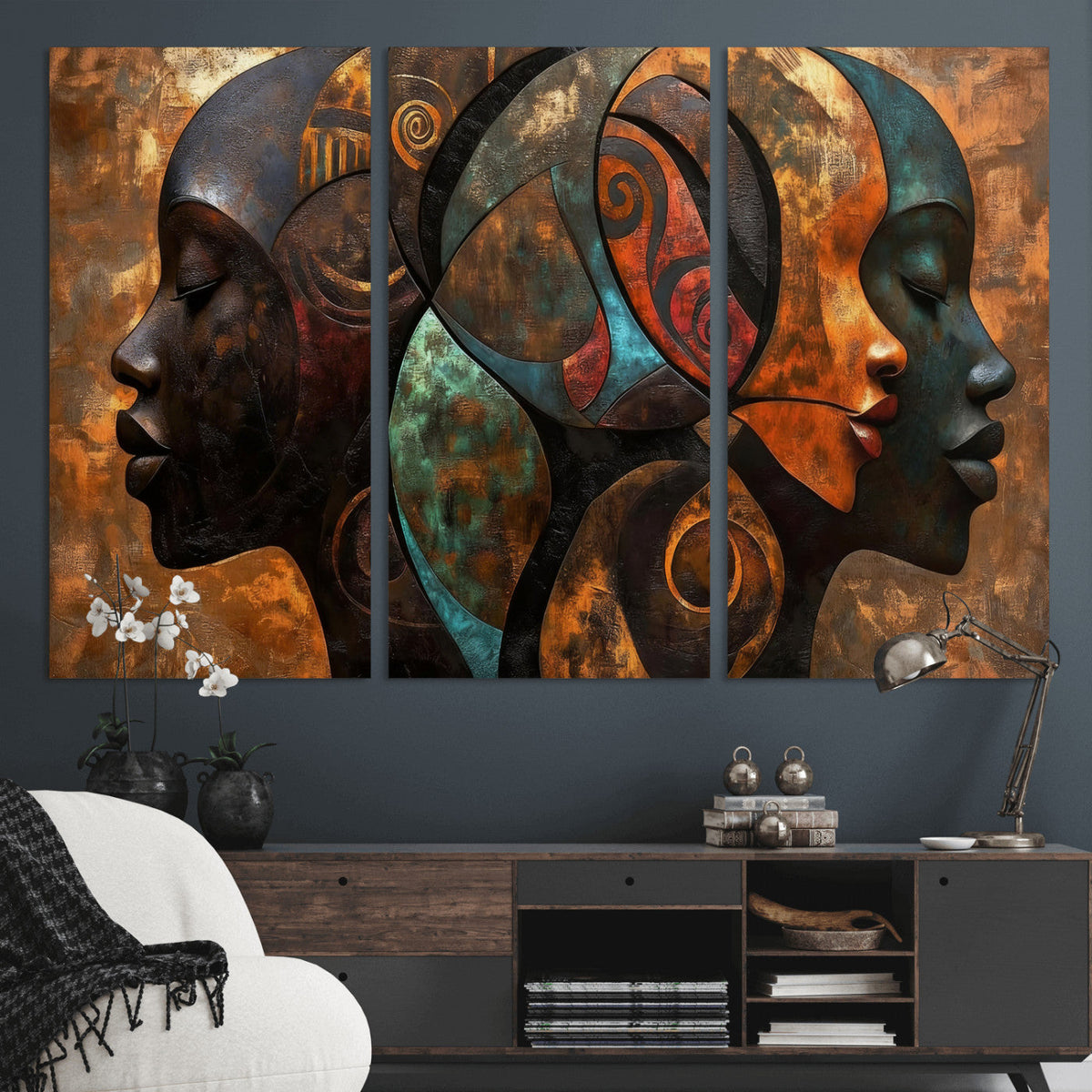 Abstract Afro American Women Wall Art Canvas Print