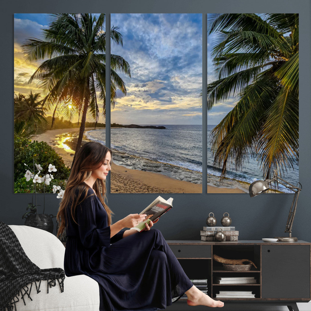 Mar Chiquita Beach Puerto Rico Canvas Wall Art, Manati Caribbean Coastal Photography Print, Tropical Ocean Sunset Decor