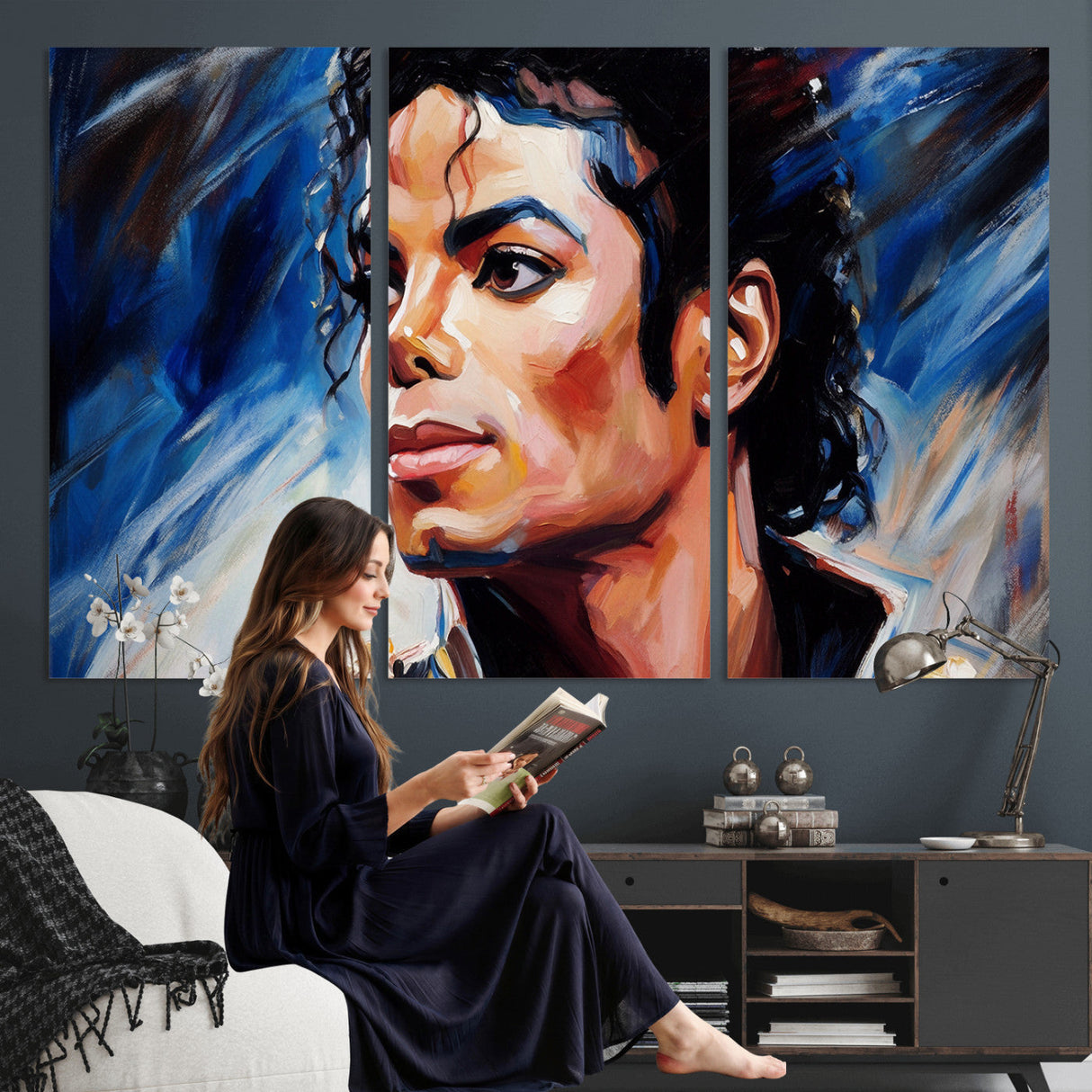 Abstract Michael Jackson Photo Wall Art Canvas Print
