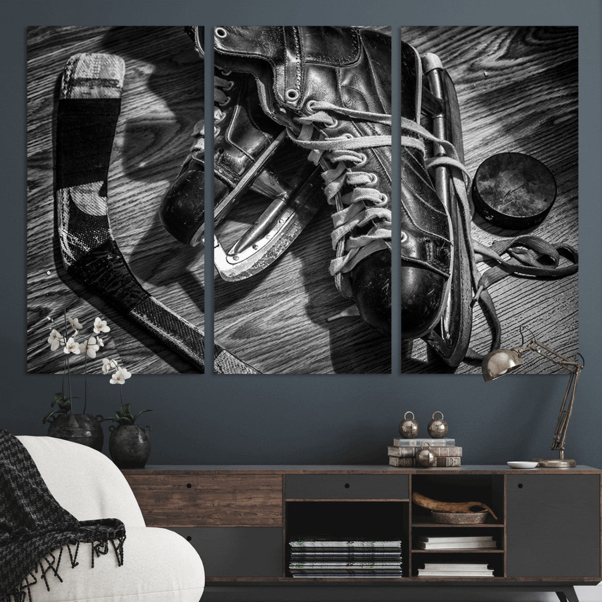 Old Pair of Mens Skates Wall Art Canvas, Men Skates Wall Art