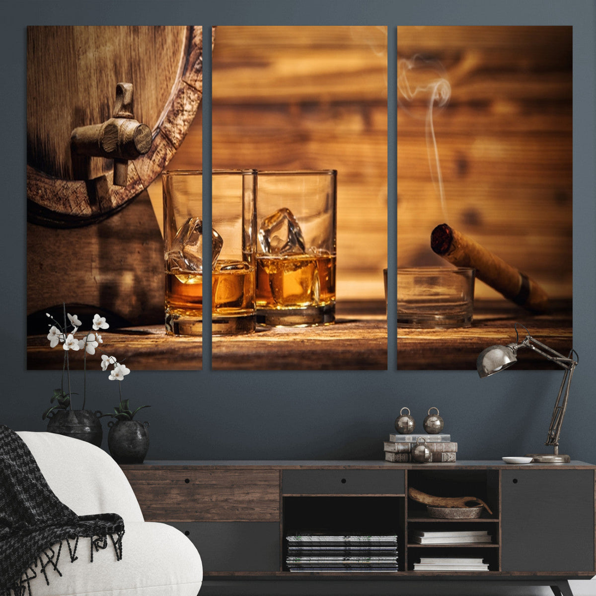 Rustic Whiskey and Barrel Canvas Print