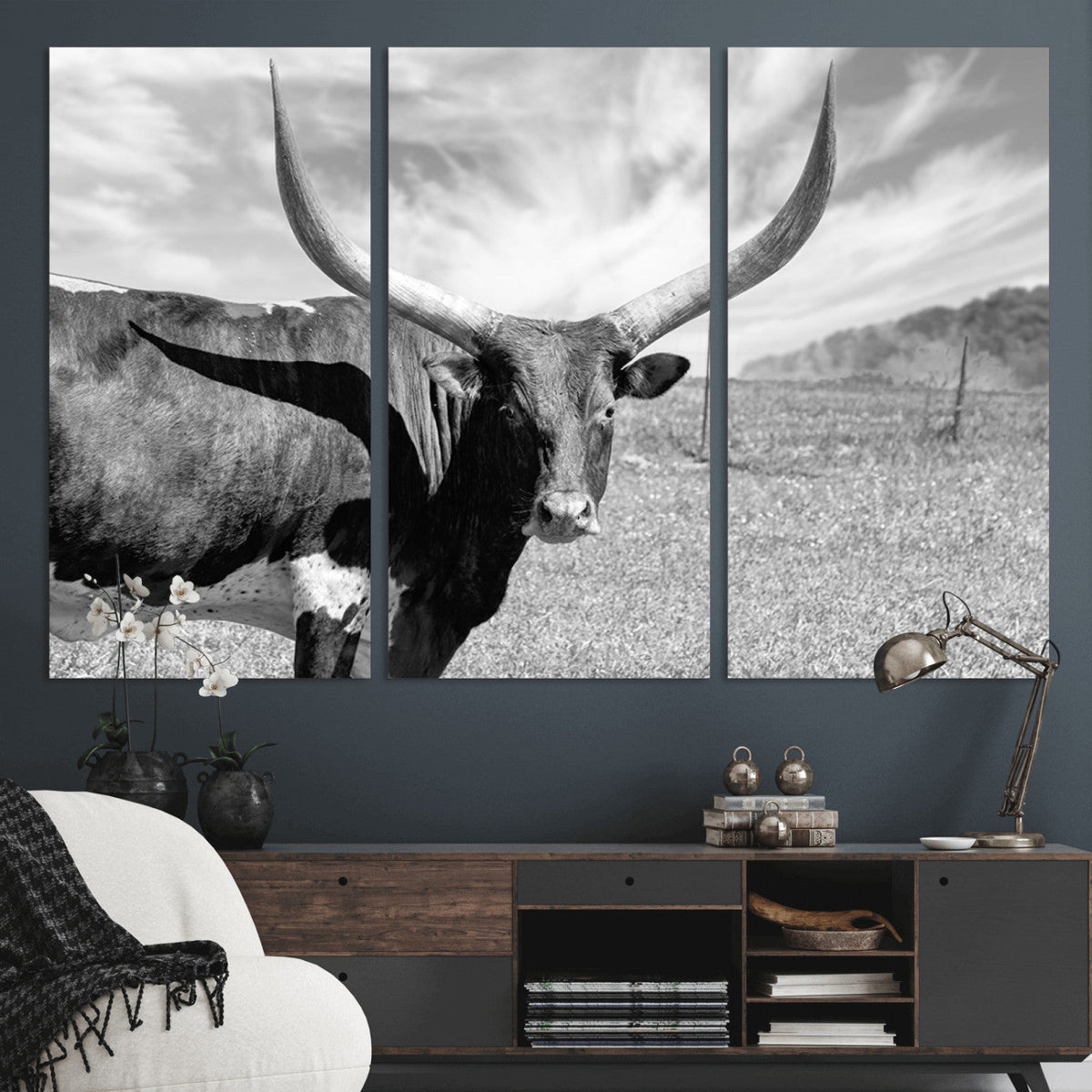 Cattle Wall Art Longhorn Cow Canvas Print