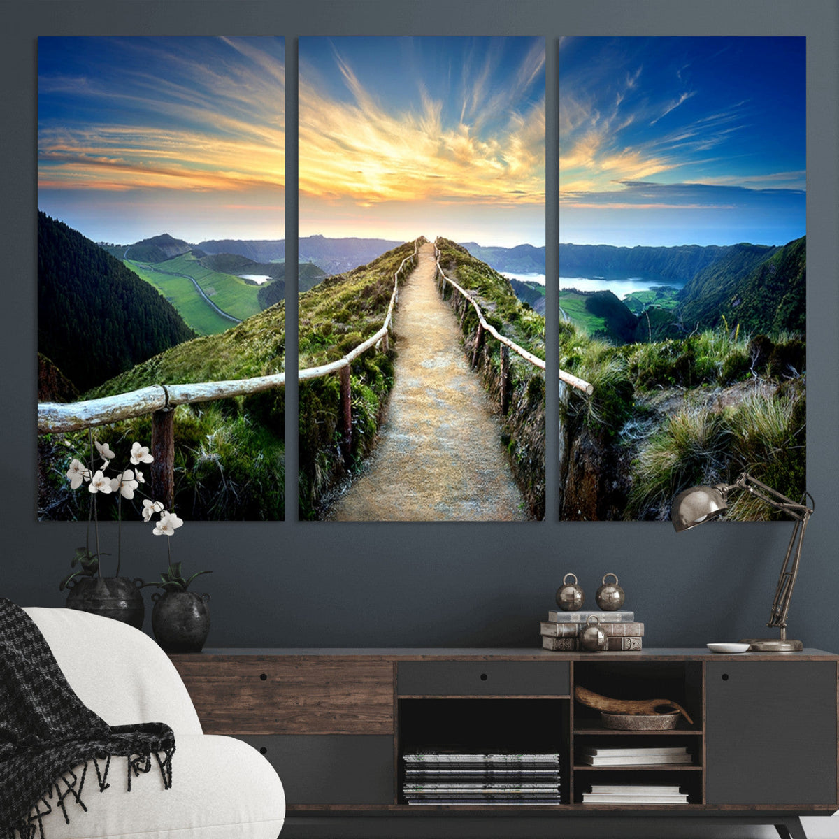Mountain and Sunset Wall Art Canvas Print