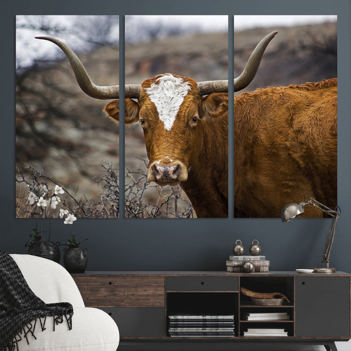 Texas Longhorn Canvas Wall Art - Longhorn Steer Canvas Wall