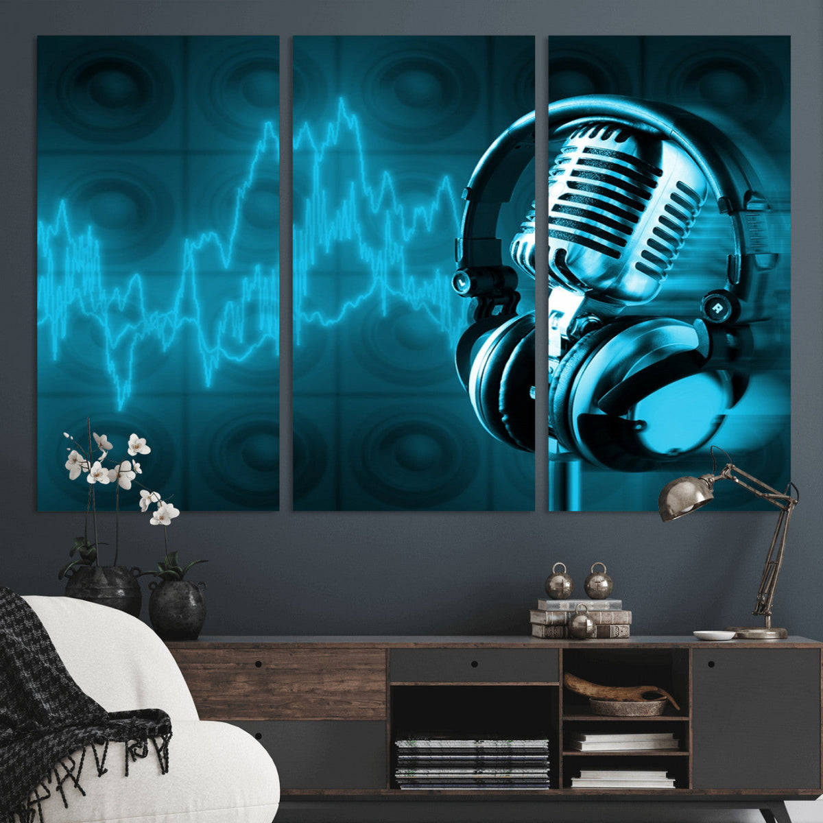 Music and Microphone Wall Art Canvas Print