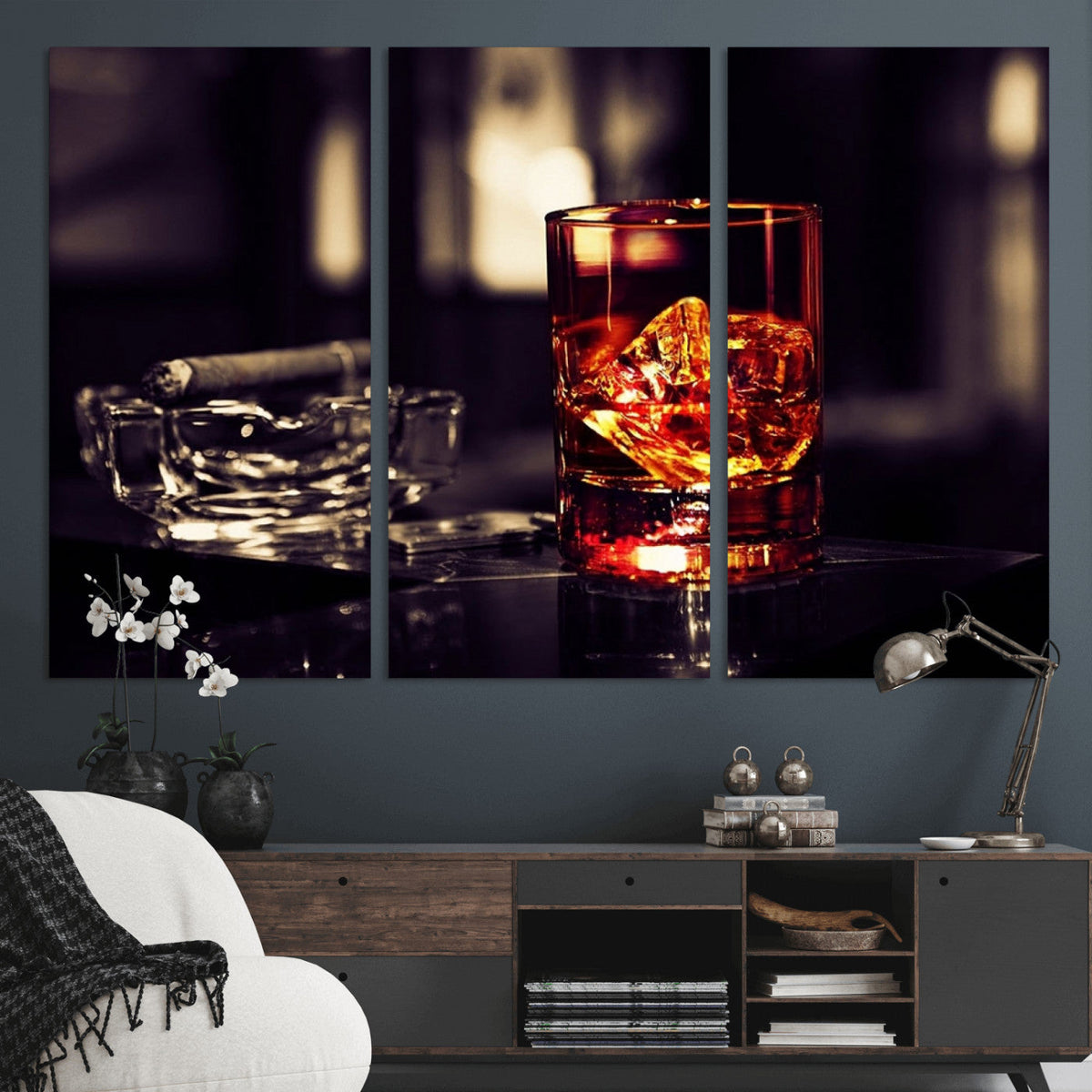 Whiskey and Cigar Canvas – Luxurious Wall Art for Home or