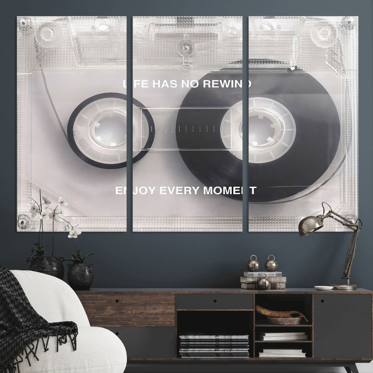 Vintage Cassette Tape Canvas Wall Art - Inspirational 'Life