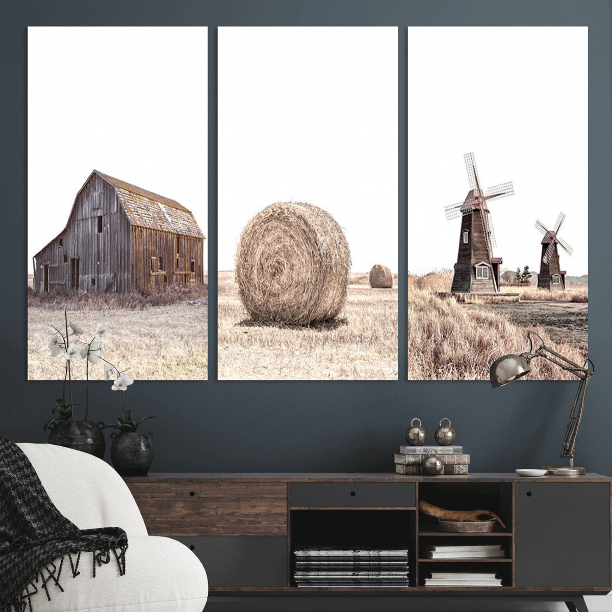 Farm Prints Set, Set of 3 Farmhouse Wall Art, Country House