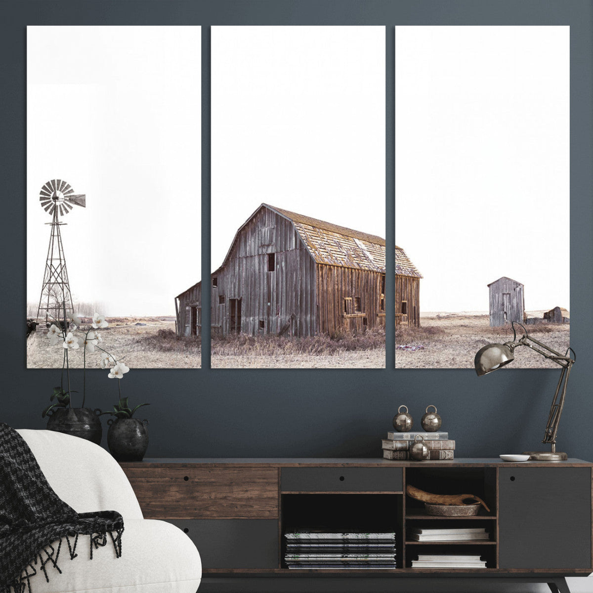 Set of 3 Rustic Farmhouse Wall Art Prints – Country Barn,