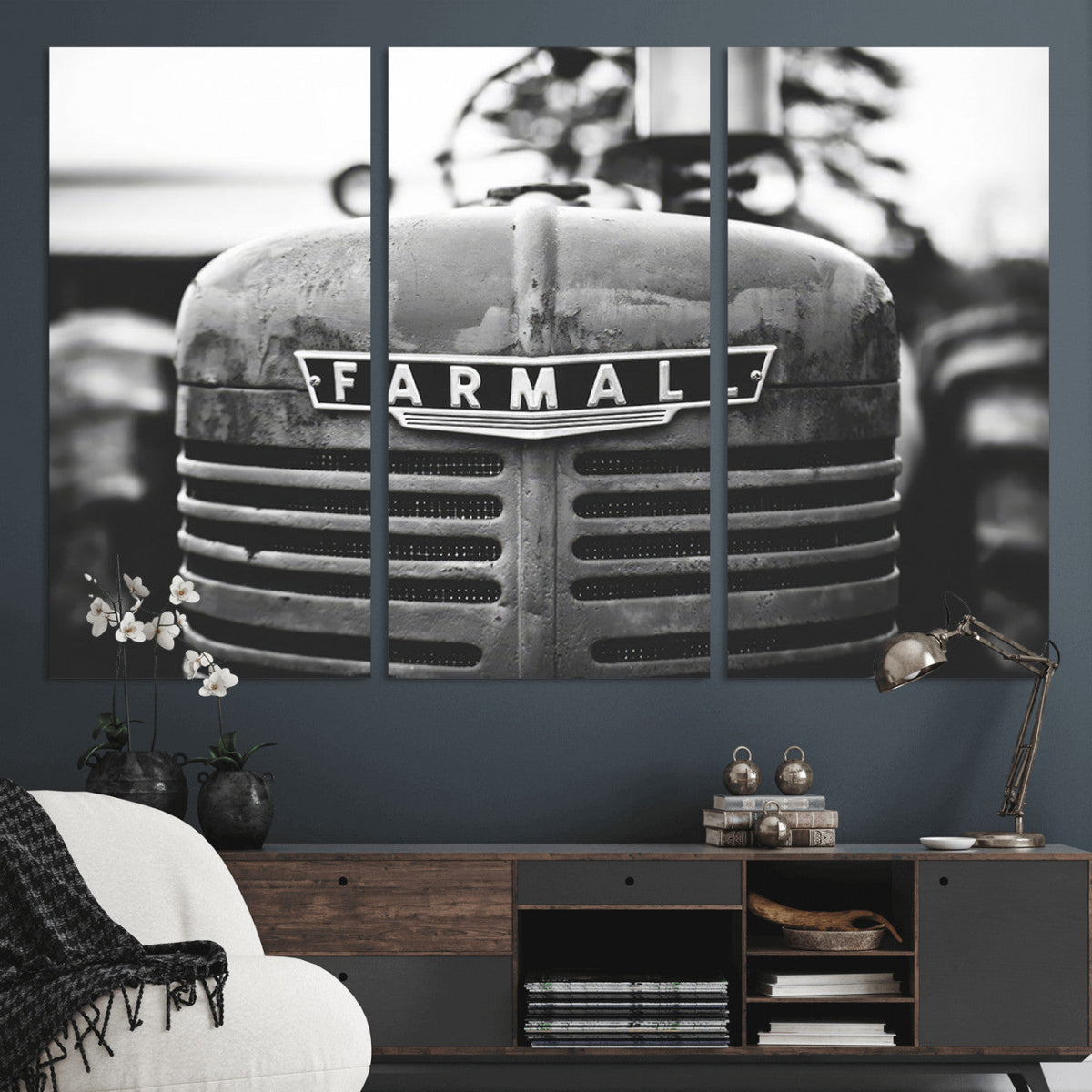 Vintage Farmall Tractor Wall Art Canvas Print, Rustic
