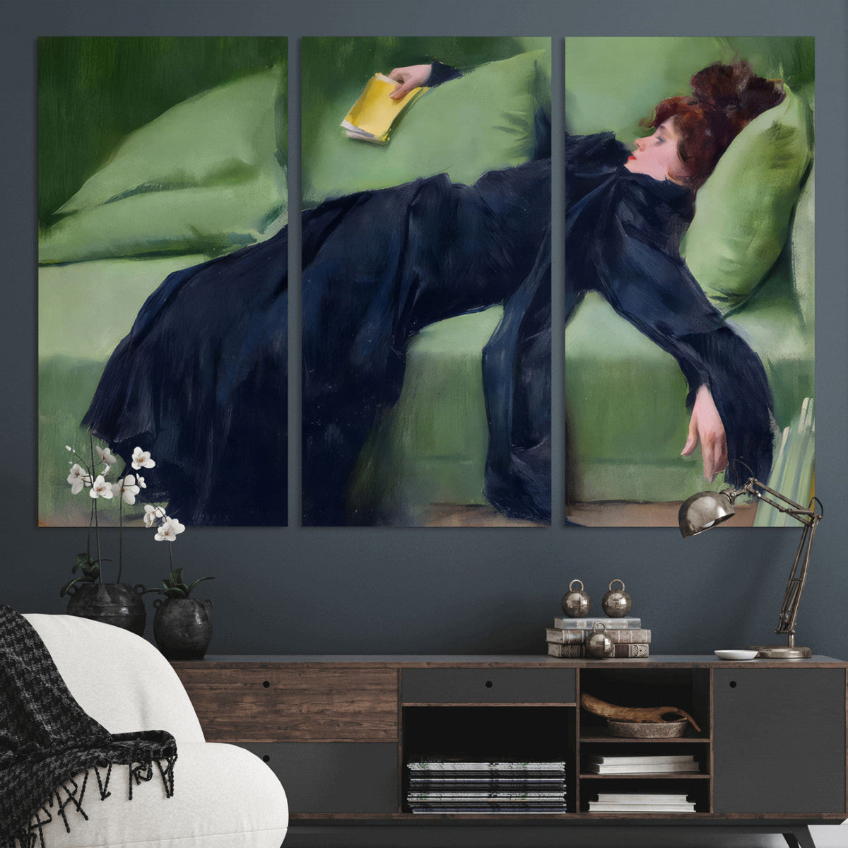 Decadent Girl by Ramon Casas Wall Art Canvas Print, Framed
