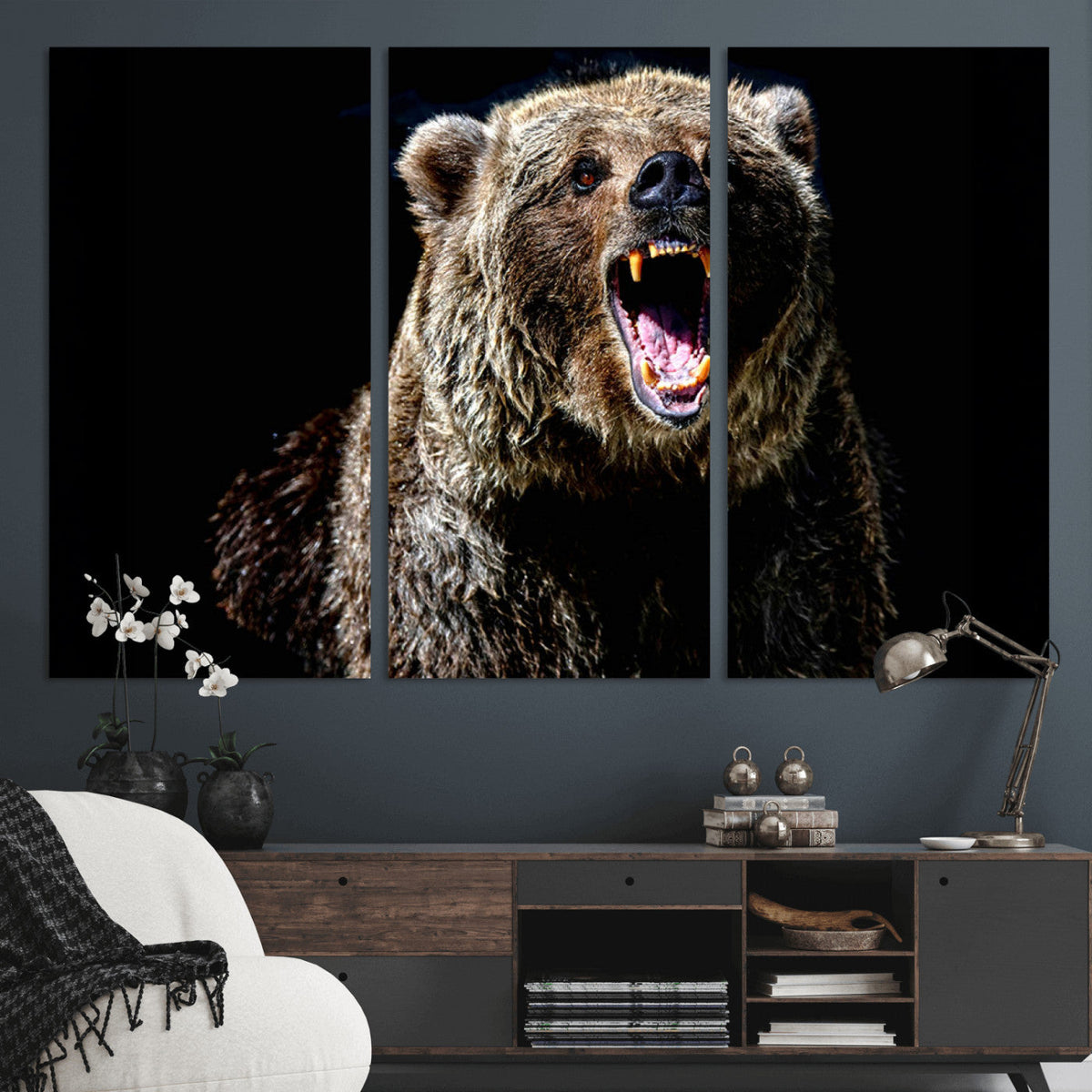 Grizzly Bear Canvas Print | Wildlife Wall Art for Cabin