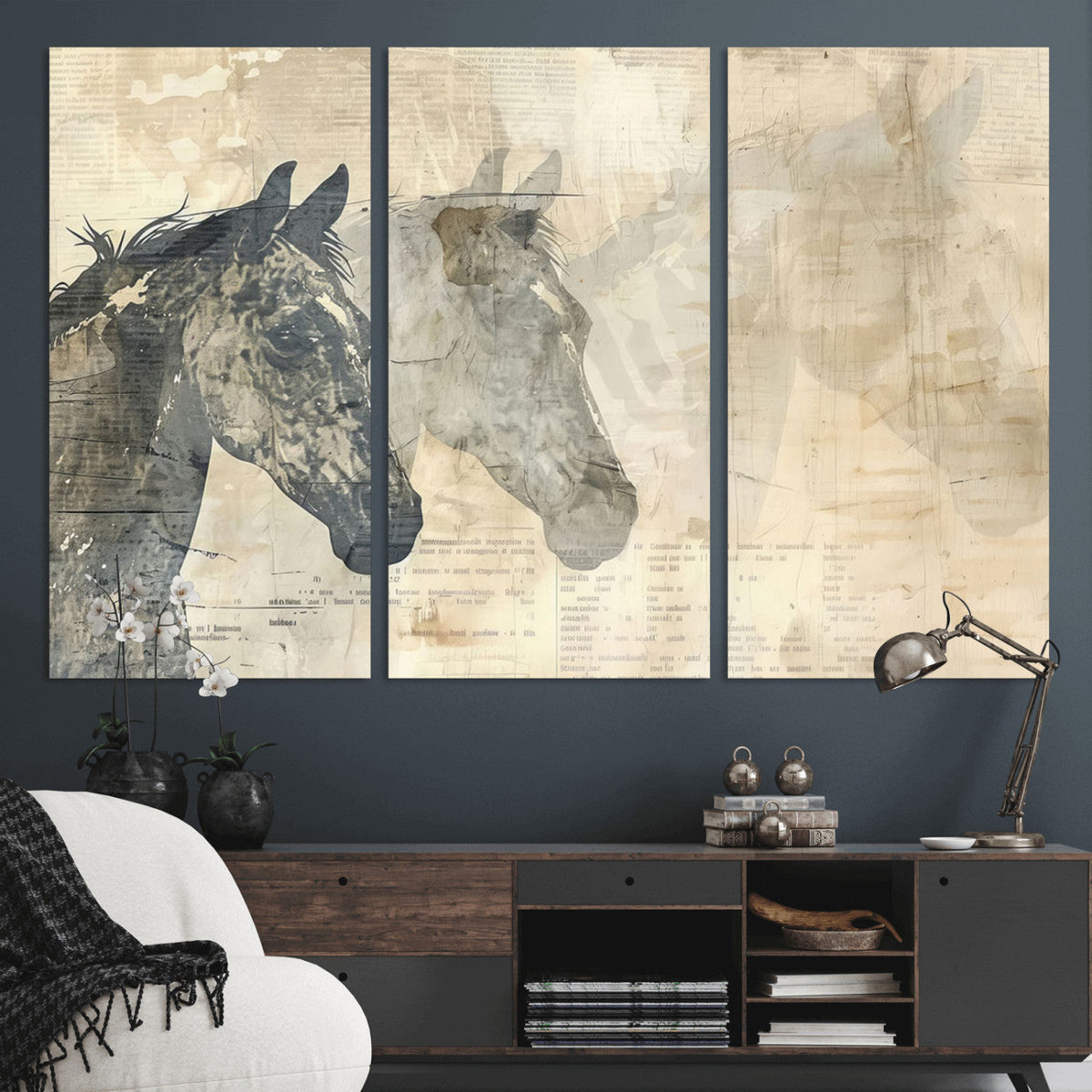 Abstract Horse Canvas Print | Modern Farmhouse Wall Art |