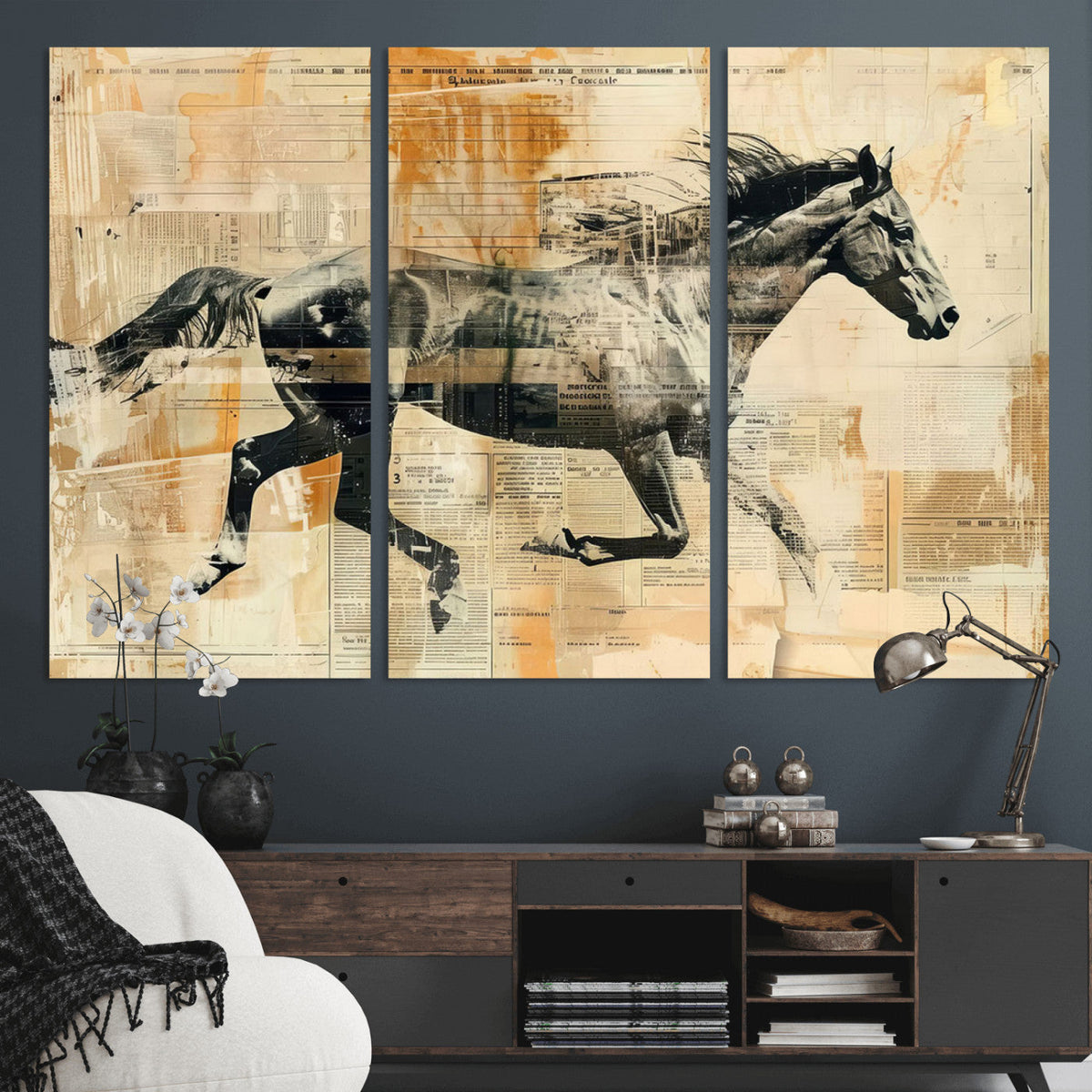 Chines Style Running Horse Western Wall Art | Farmhouse Wall