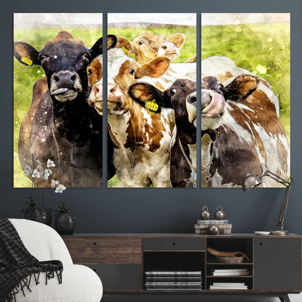 Curious Cows Farmhouse Wall Art | Ready to Hang and Framed