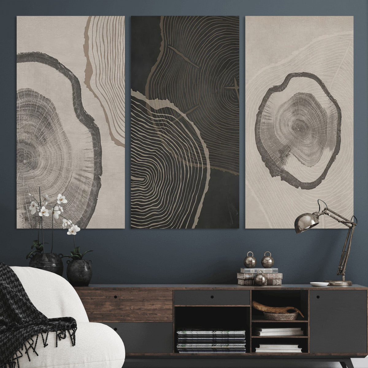 Minimalist Tree Rings Wall Art | Modern Abstract Canvas