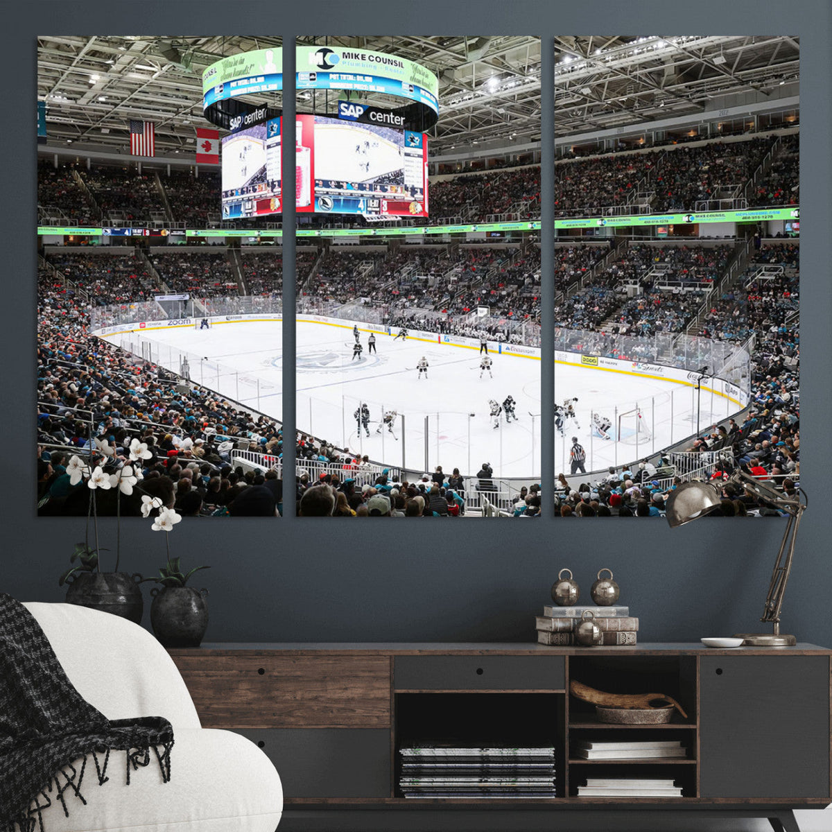Sharks Arena Blackhawks Sharks Ice Hockey Stadium Wall Art