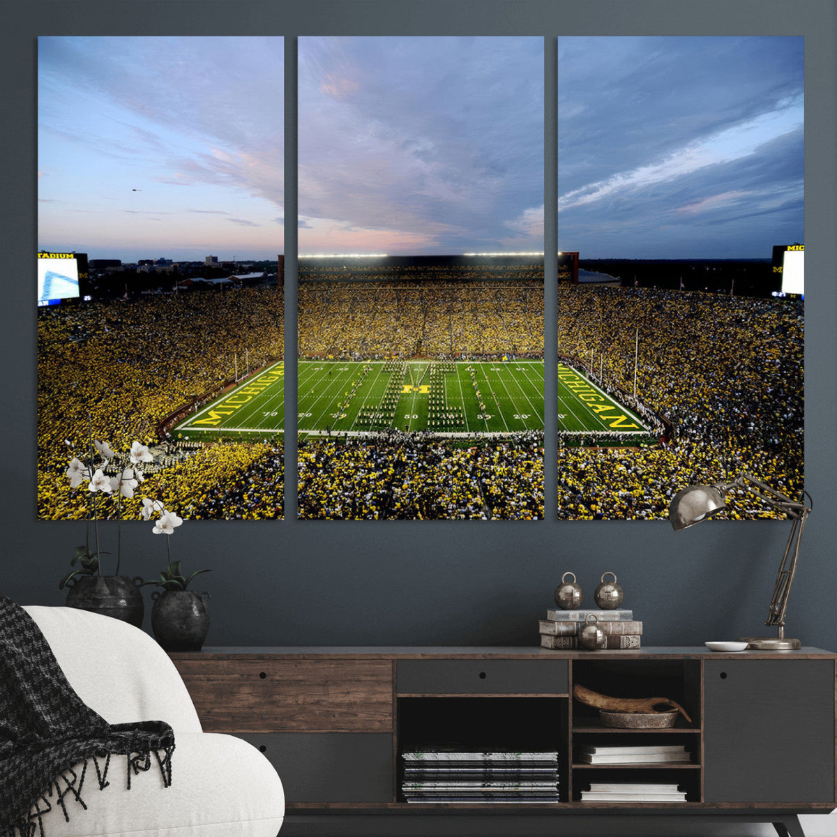 Michigan Stadium Wall Art Canvas Print, Vibrant Game Day