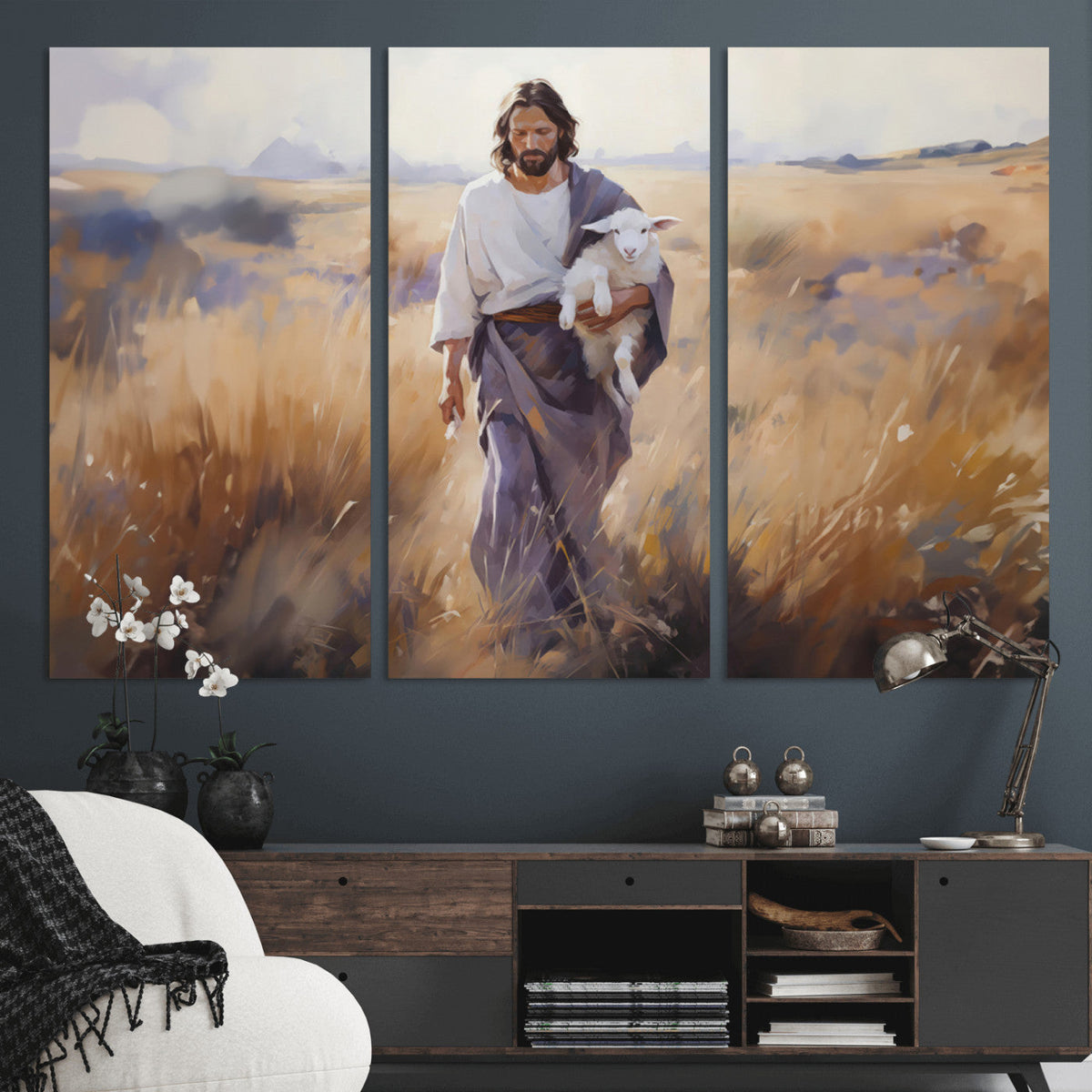 Jesus the Good Shepherd Wall Art Canvas Print - Lost Lamb