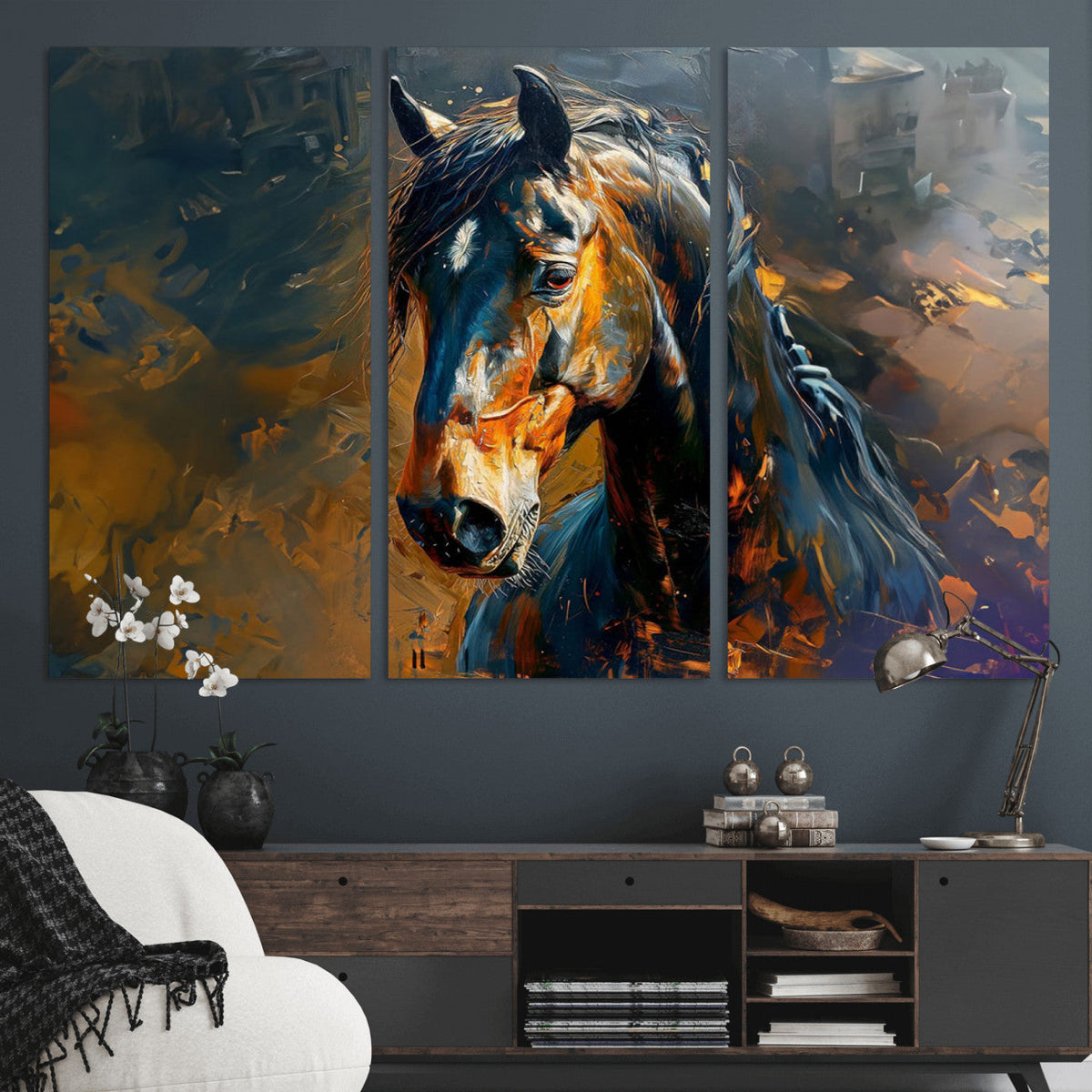 Abstract Horse Wall Art Canvas Print | Farmhouse Wall Decor