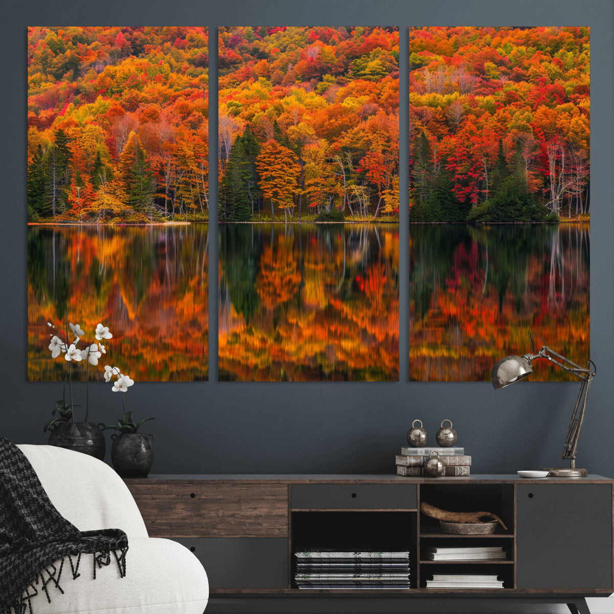 Fall Foliage Wall Art - Autumn Reflection Canvas Print,