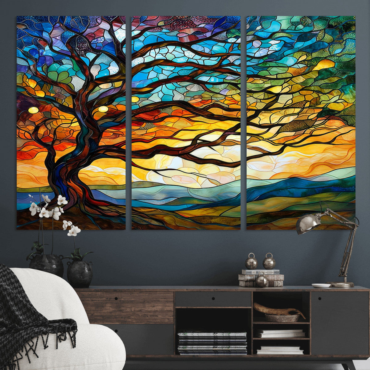 Mosaic Tree Wall Art | Ready to Hang Stained Glass Style