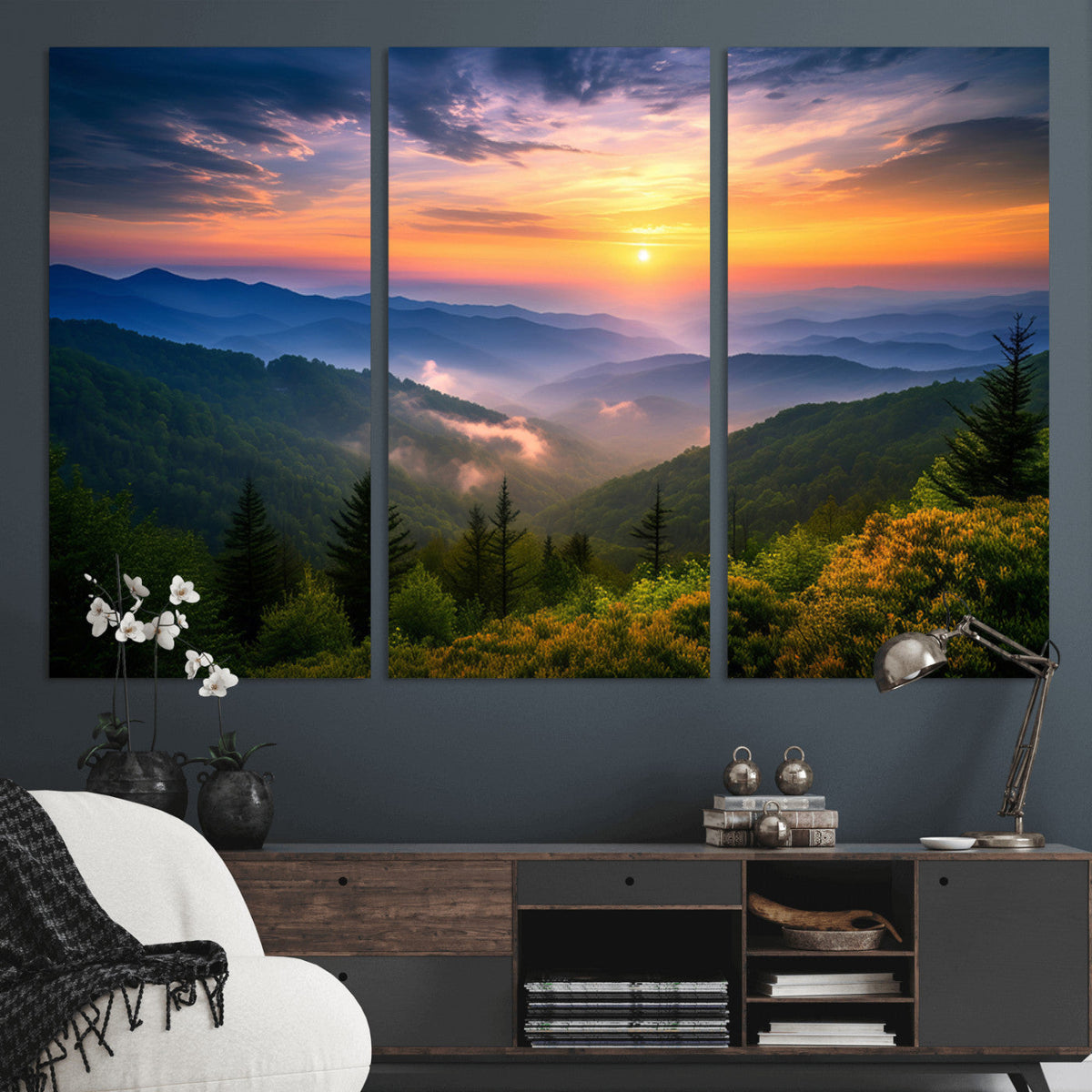 Majestic Mountain Sunrise Print | Landscape Wall Art |