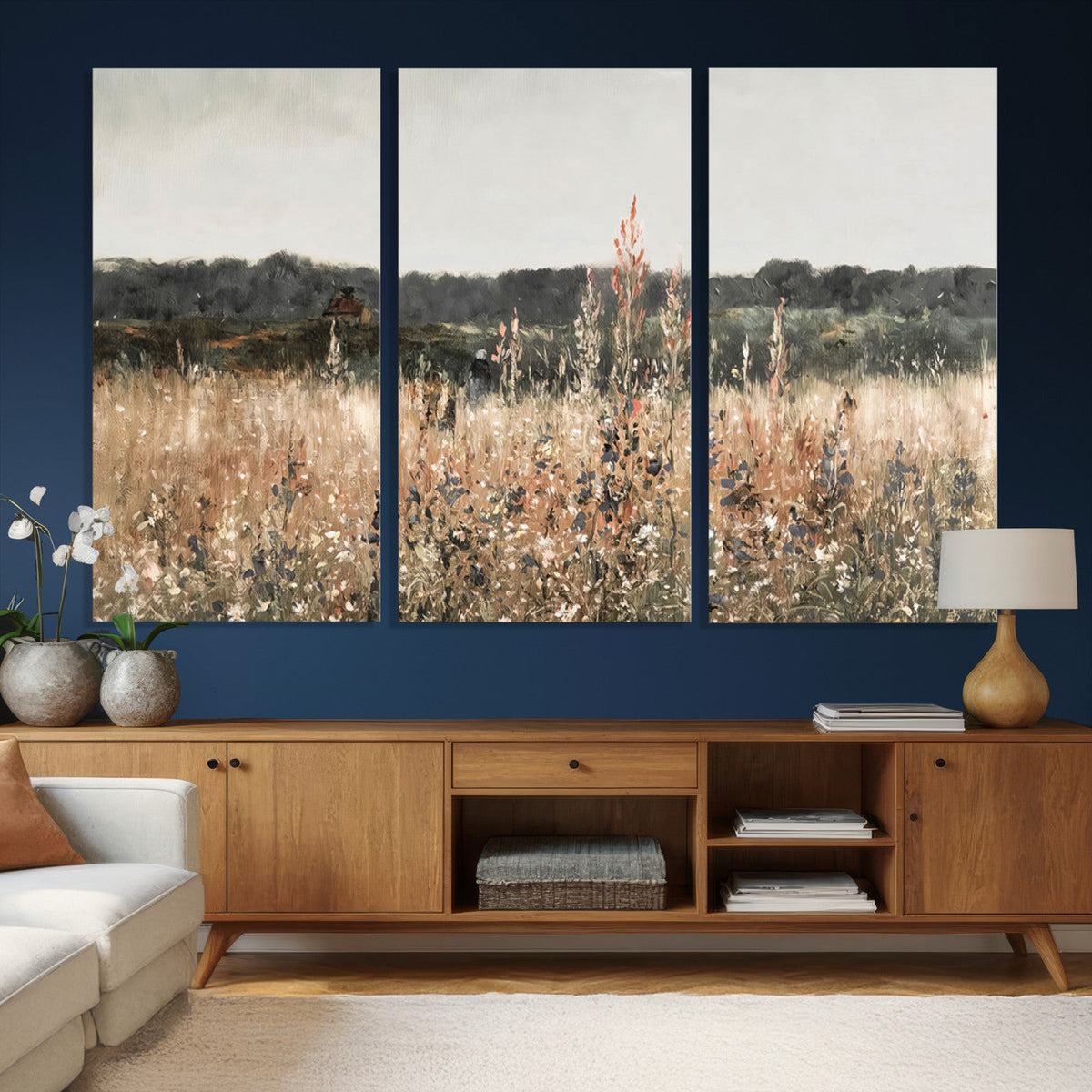 Rustic Field Landscape Wall Art Print, Giclee Canvas Wall