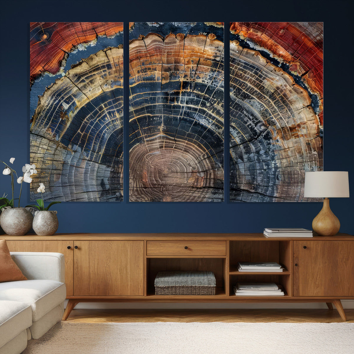 Abstract Tree Ring Wall Art Canvas Print