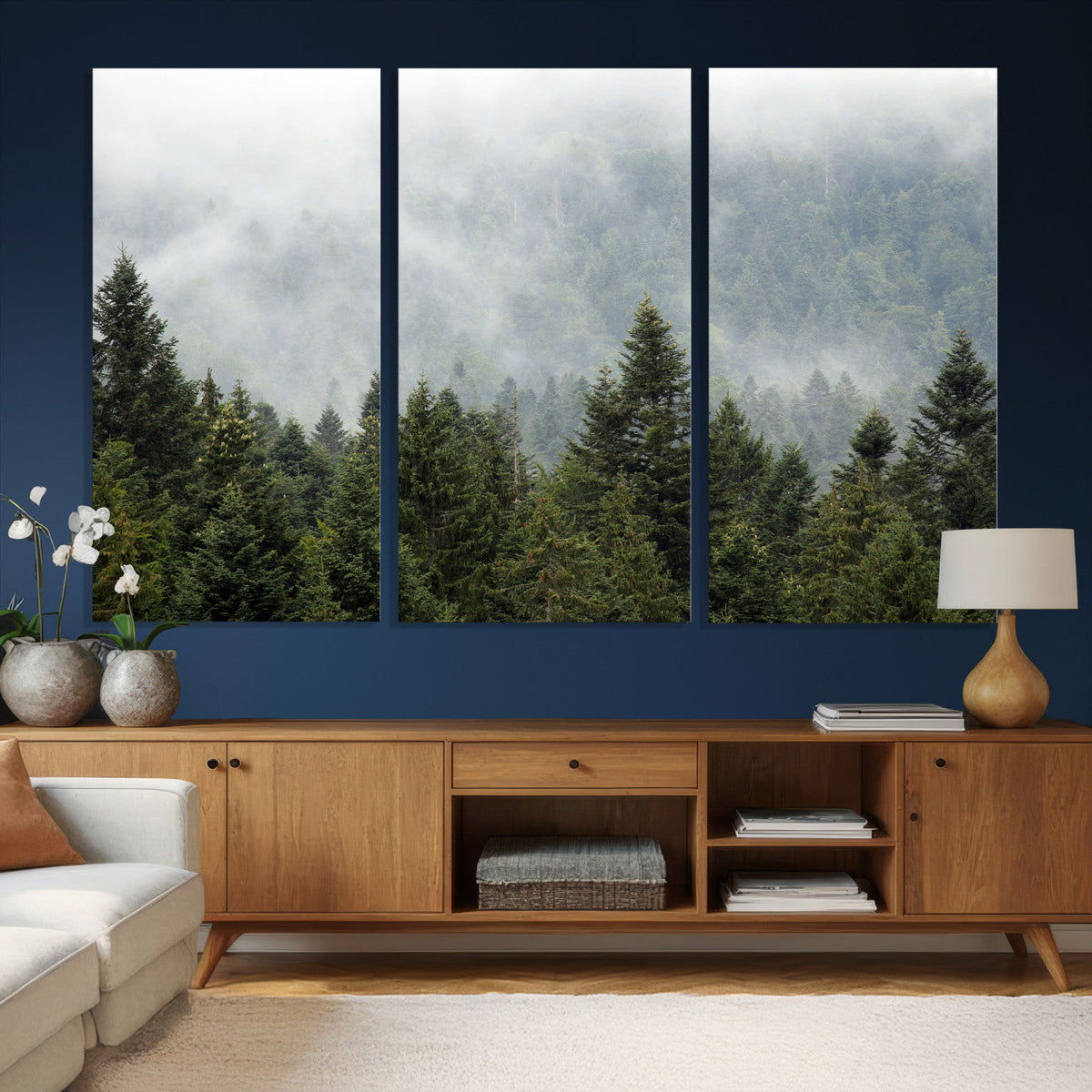 Misty Mountain Forest Wall Art Canvas Print