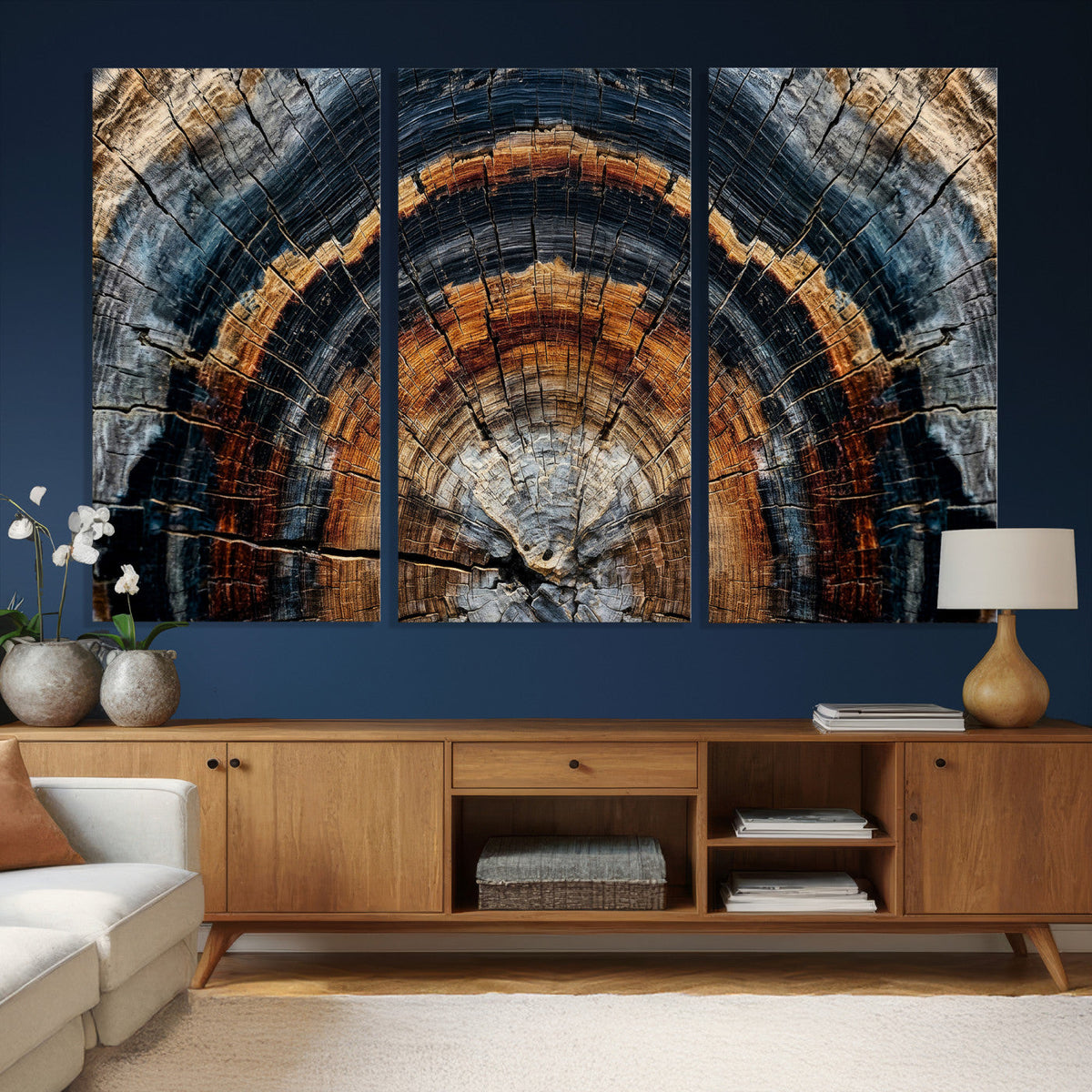 Abstract Wood Grain Canvas Print, Tree Ring Pattern Wall