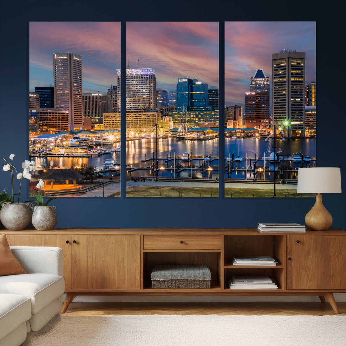 Baltimore Skyline Wall Art Canvas Print, Baltimore Downtown