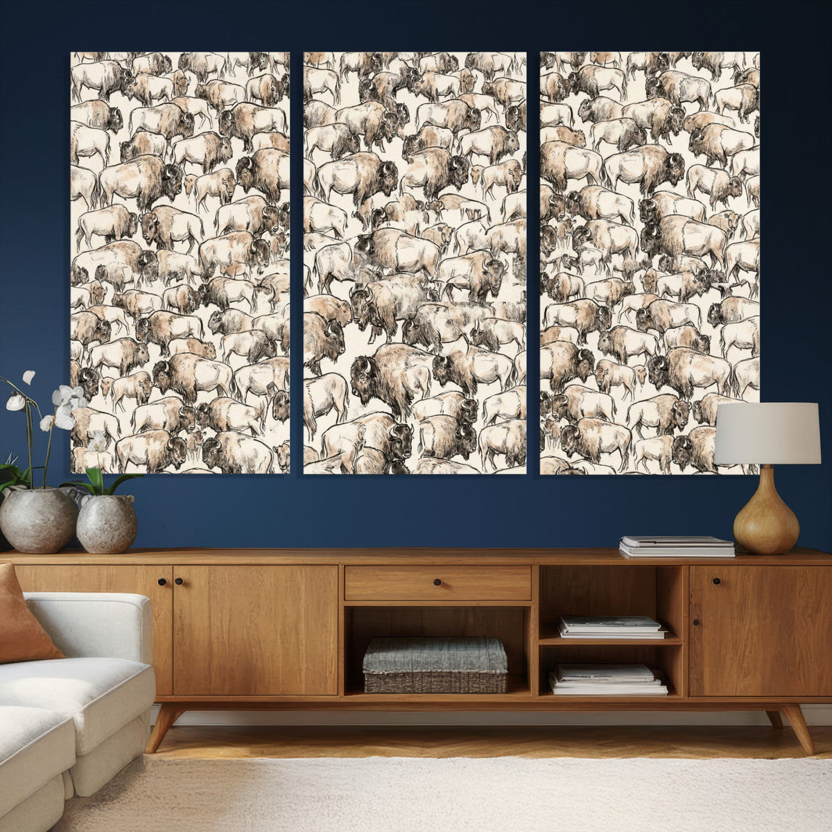 American Bison Canvas Print - Abstract Buffalo Wall Art