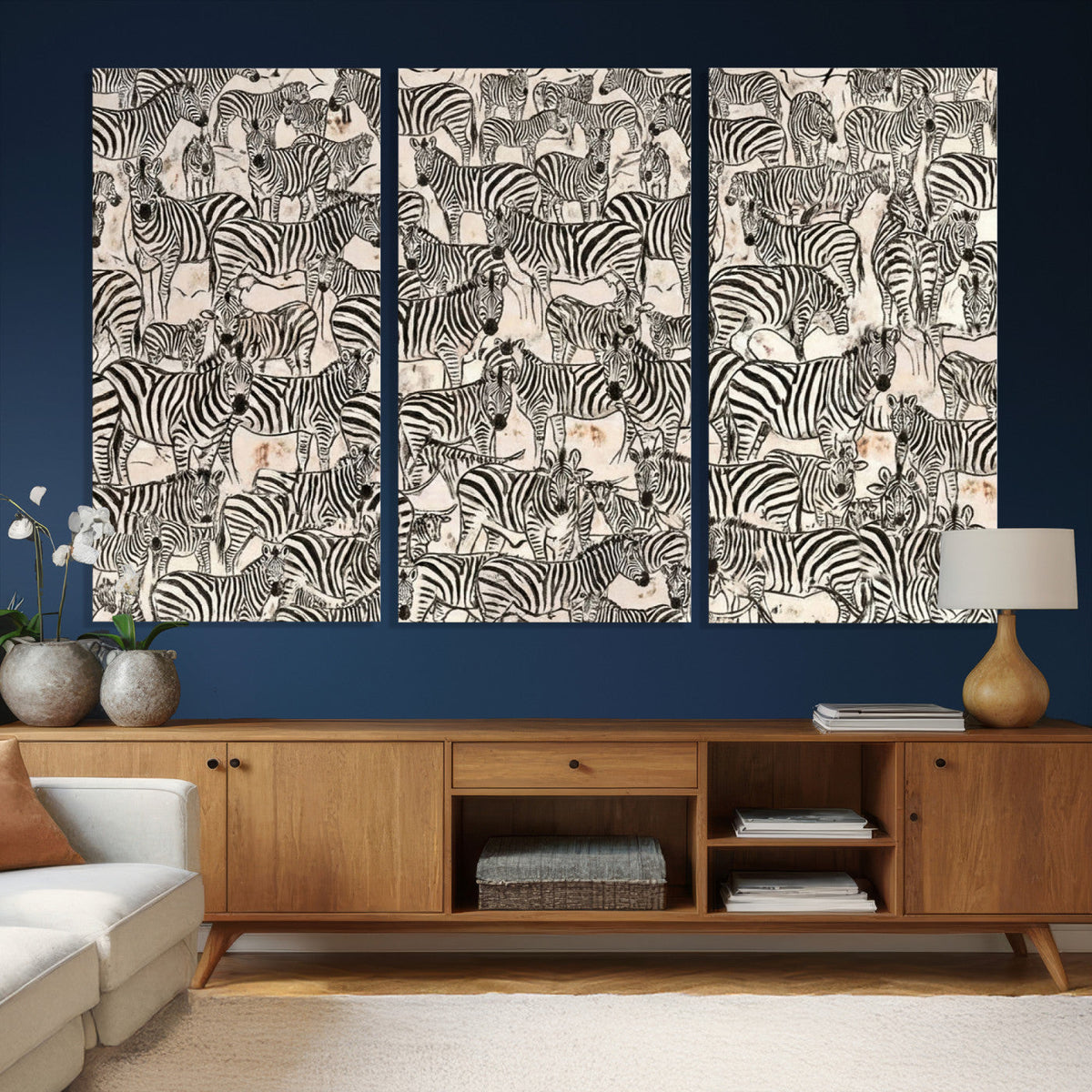 Abstract Zebra Wall Art Canvas Print for Farmhouse Decor