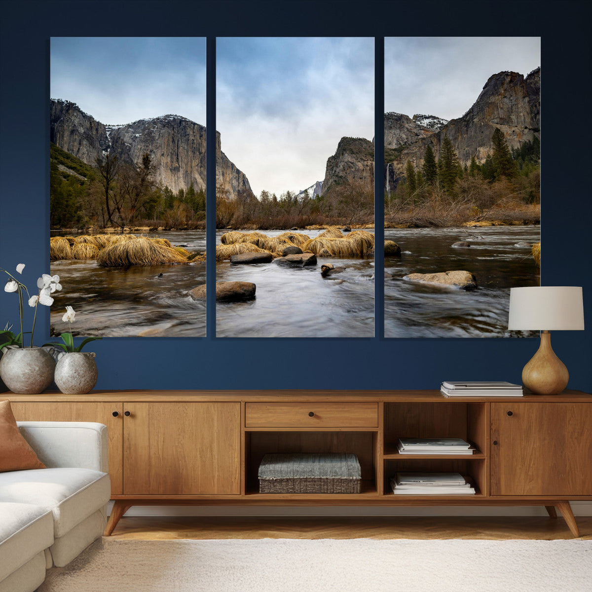 Yosemite Valley Mountain Landscape Wall Art Canvas Print,