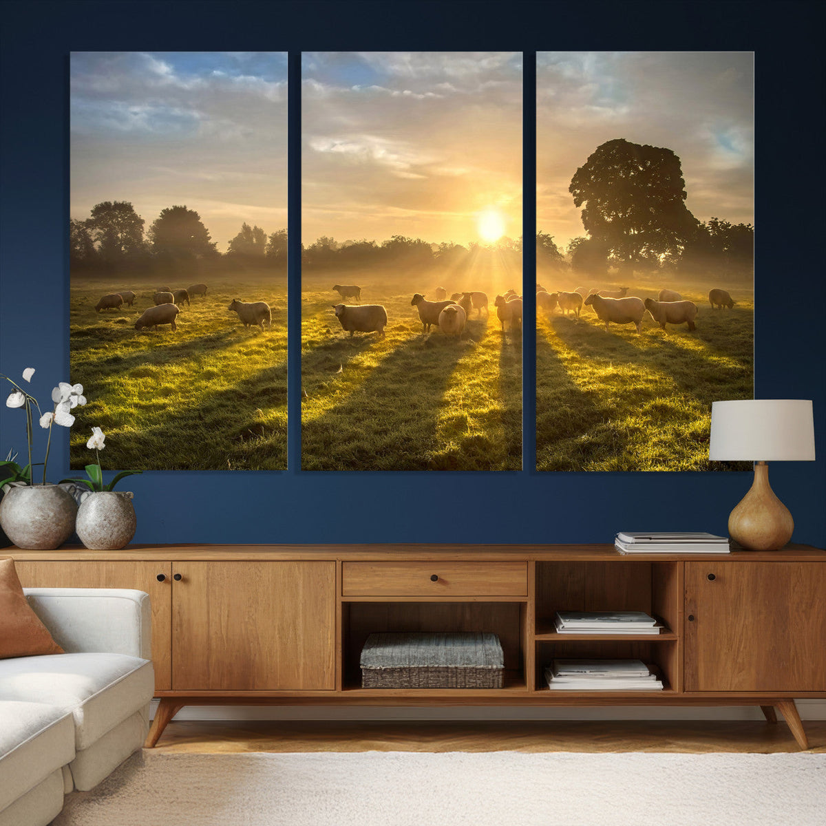 Sheep Wall Art Canvas Print – Rural Farm Animal Artwork
