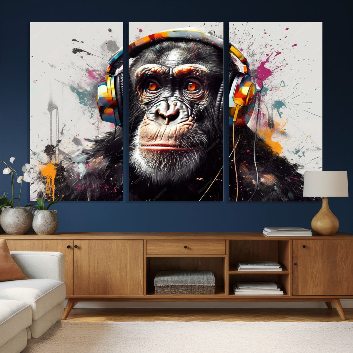 Dj Monkey Wall Art Canvas Print – Colorful Pop Art Banksy