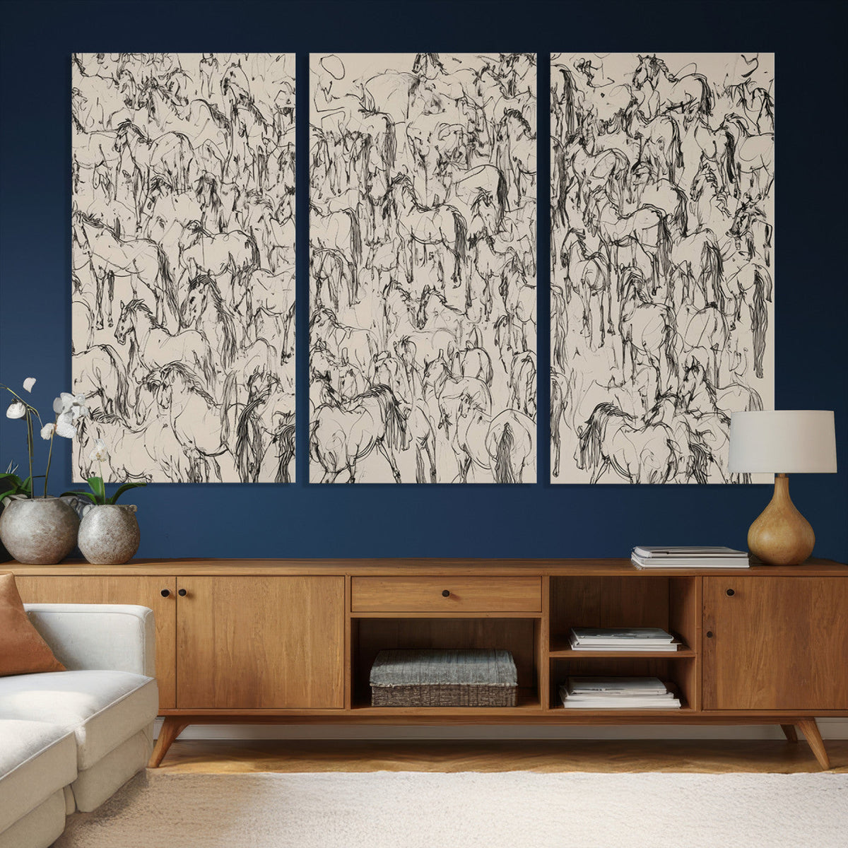 Abstract Horse Sketch Wall Art | Ready to Hang and Framed |