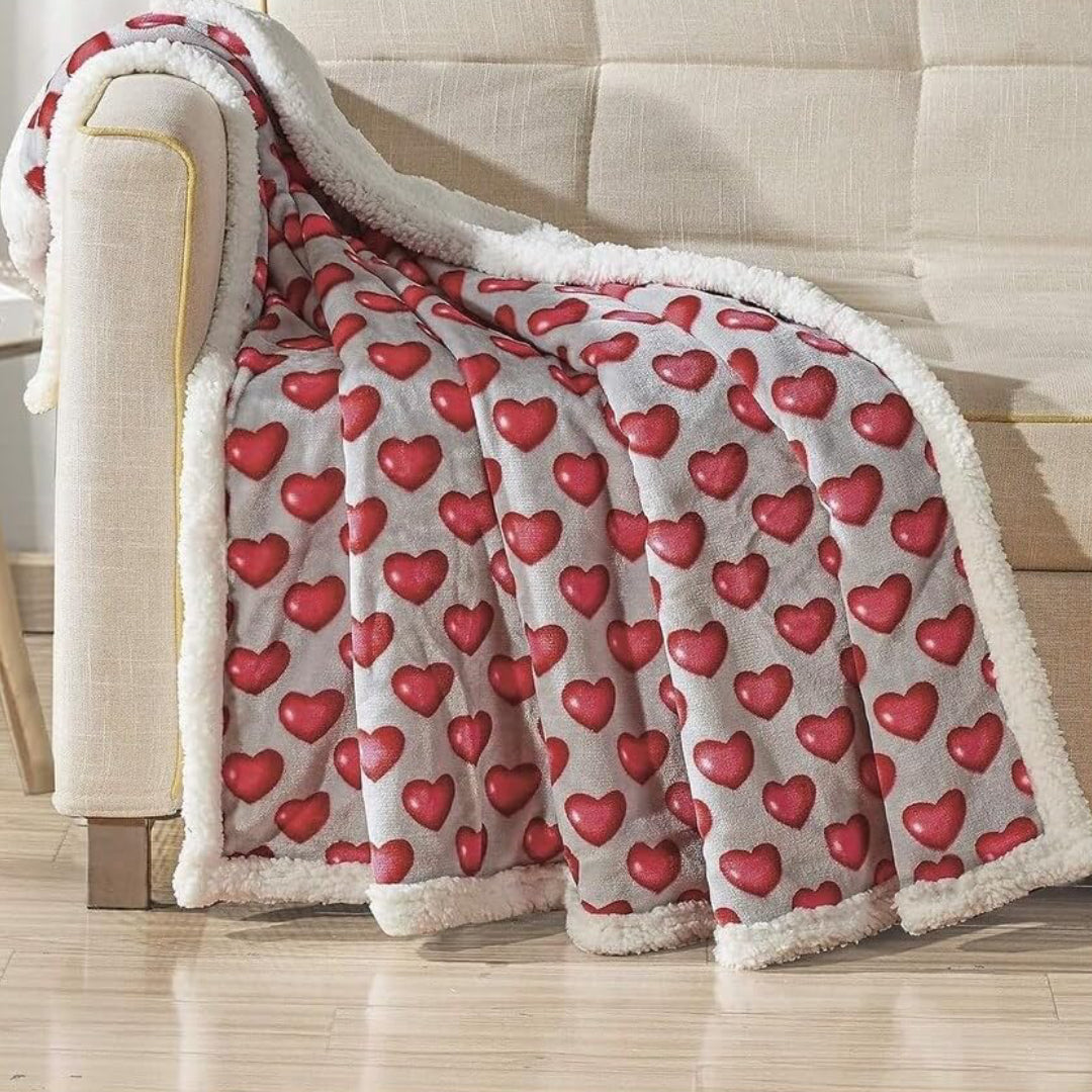 Ultra Plush Mothers Day Valentine's Day Heart-Themed Throw Blanket – Soft, Cozy, and Luxurious Fleece, 50" x 60"