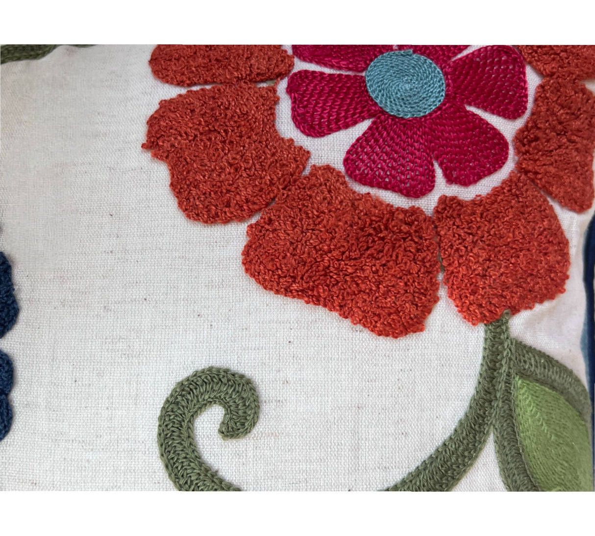 18x18" Embroidered Floral Boho Floral Throw Pillow Decorative Cover