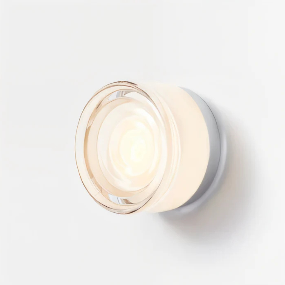 Modern Glass Round LED Wall Sconce 1-Light Aluminium Indoor Wall Lamp