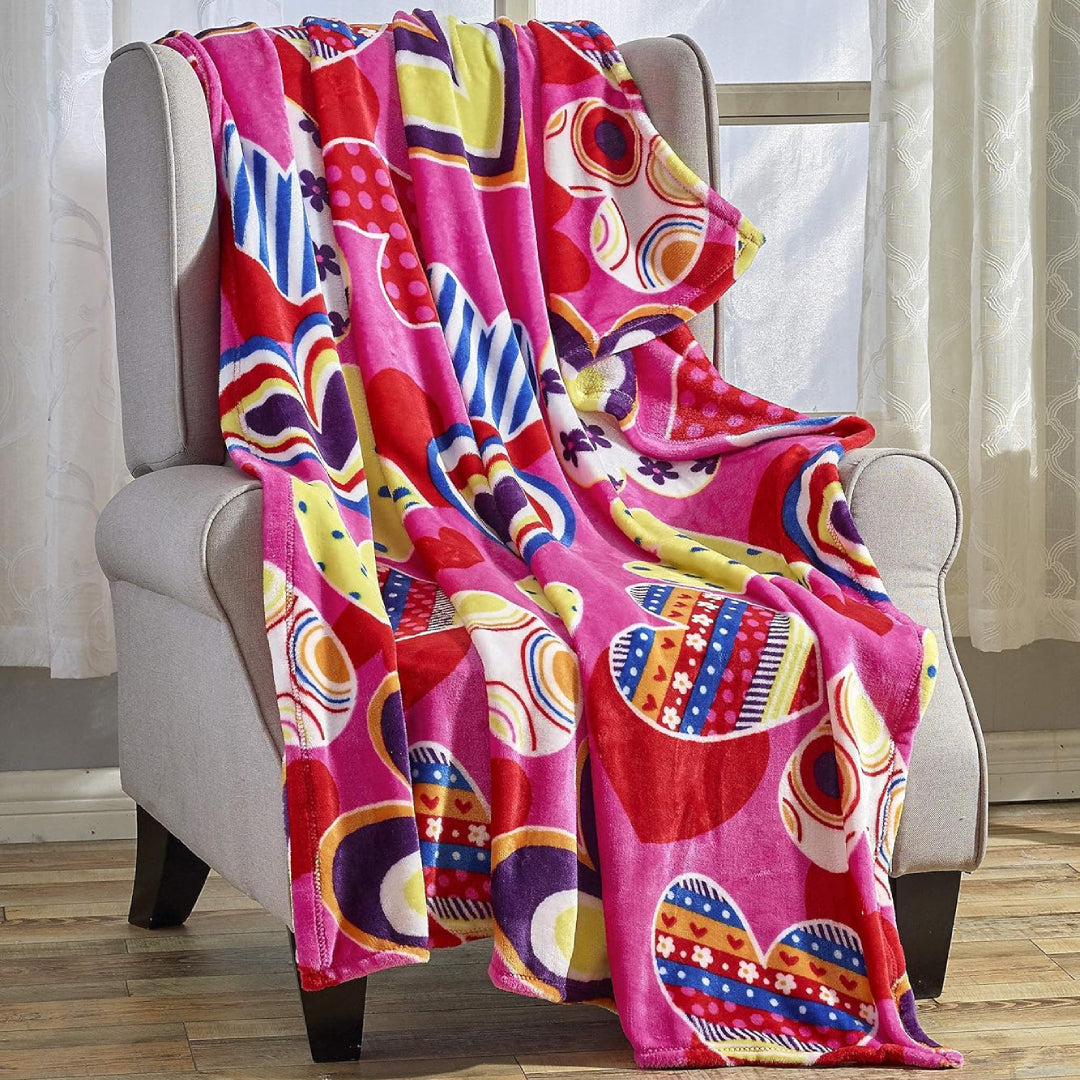 Ultra Plush Mothers Day Valentine's Day Heart-Themed Throw Blanket – Soft, Cozy, and Luxurious Fleece, 50" x 60"